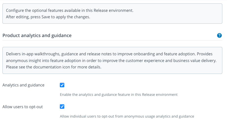 Feature settings