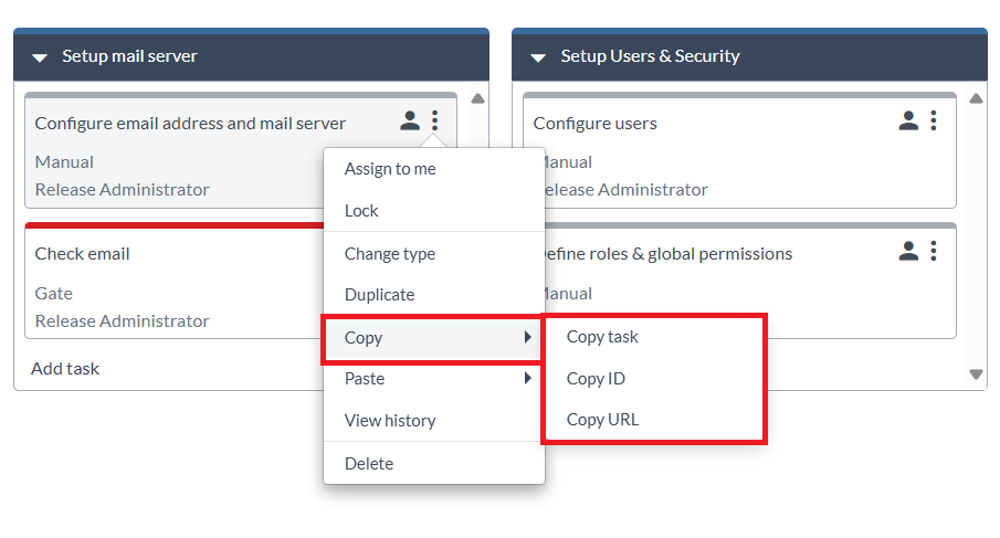 Copy task from Release Flow