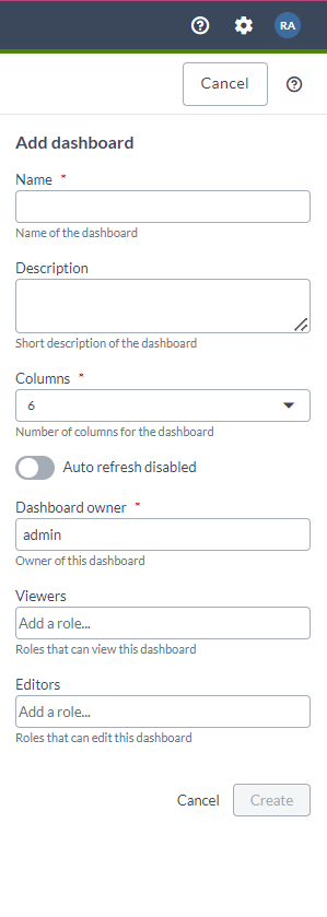 Dashboard templates