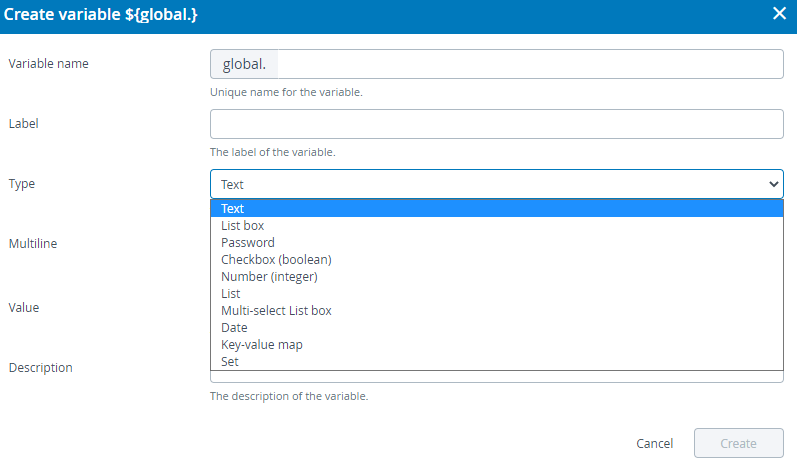 Create global variable