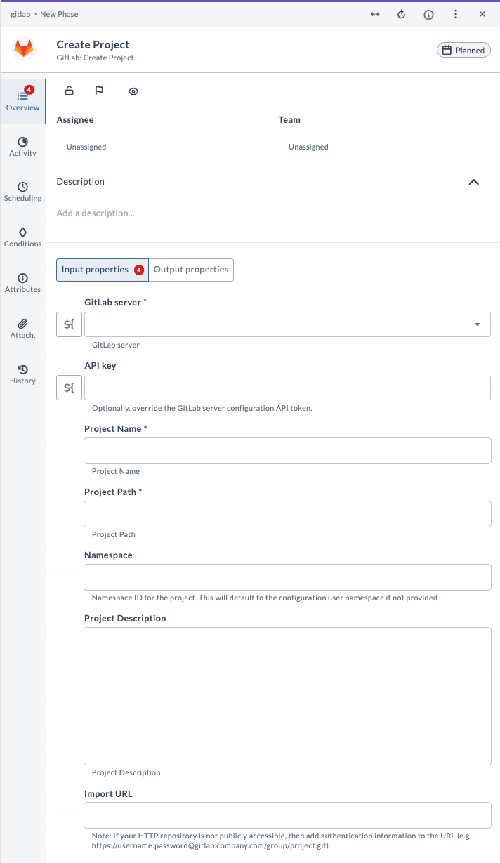 Create Project Input