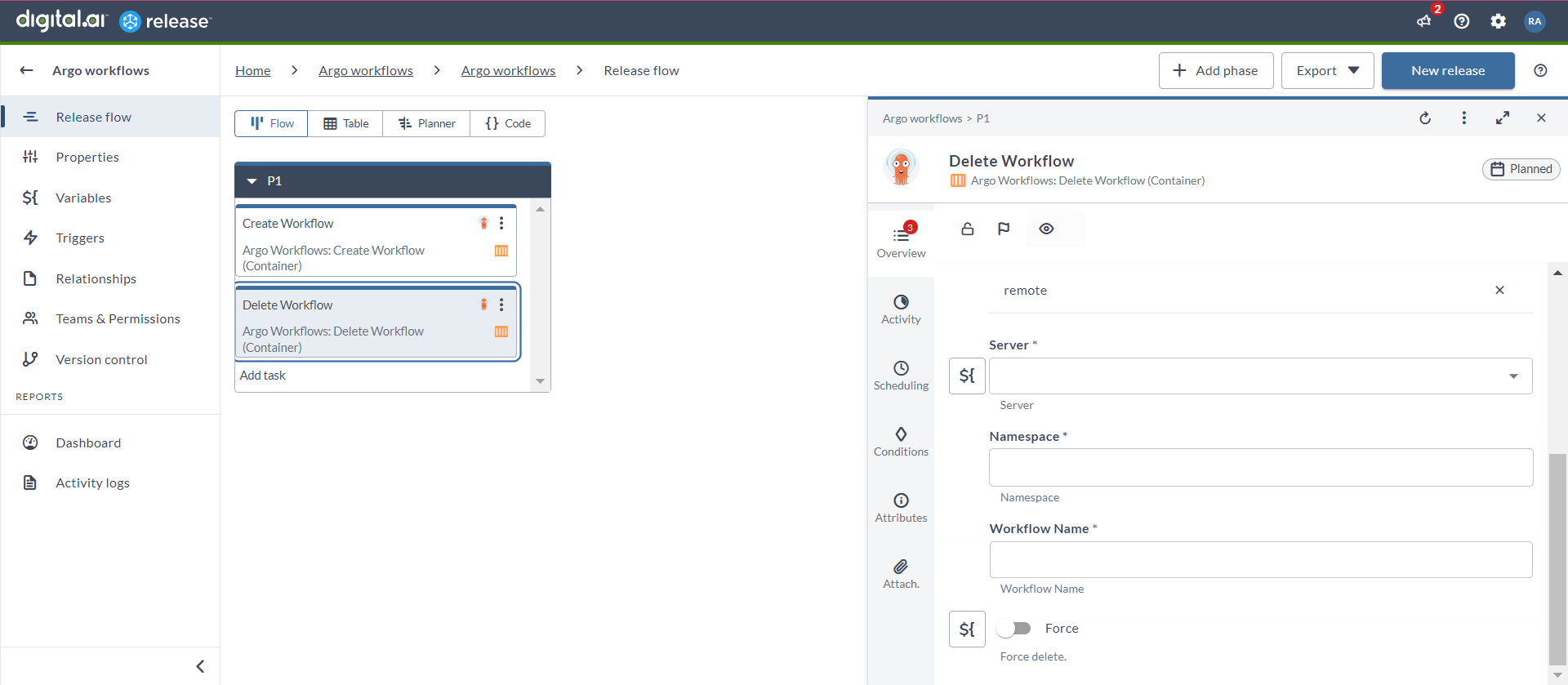 Delete Workflow (Container)