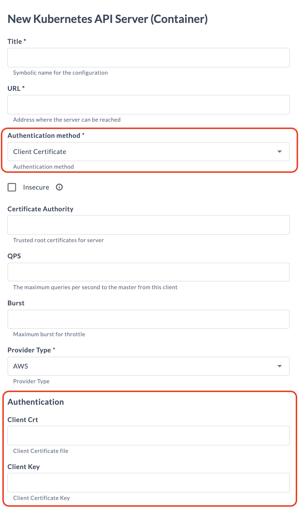 Dependent Properties ClientCertificate