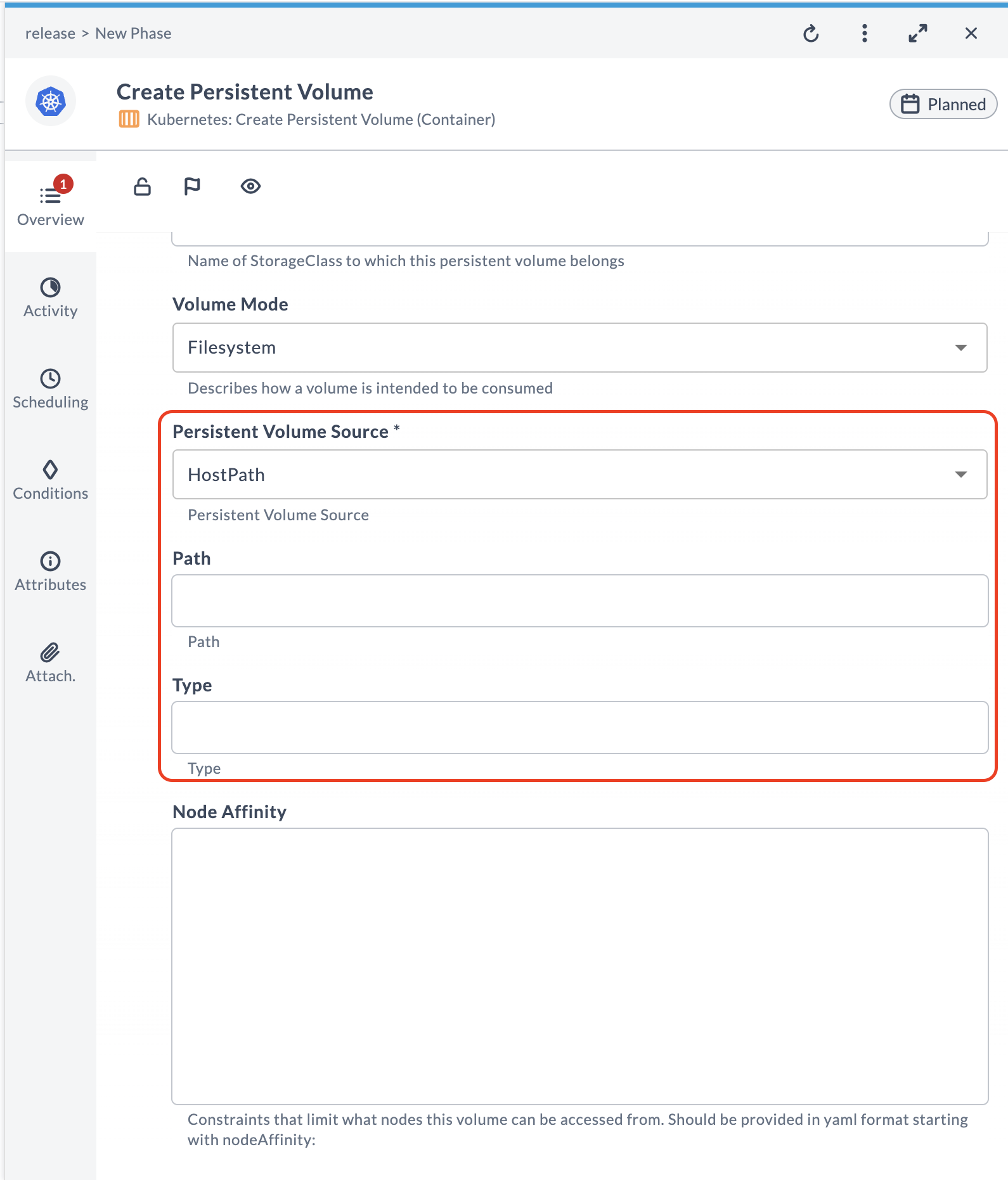 Dependent Properties HostPath