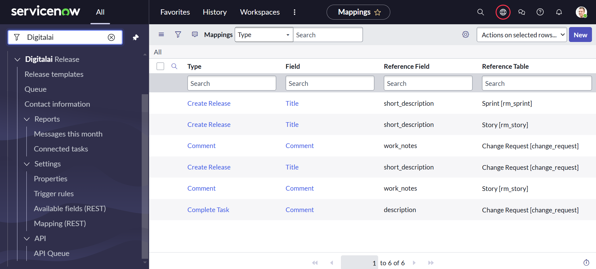 Field mapping in ServiceNow