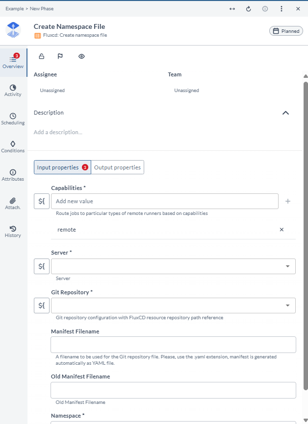 Create namespace file