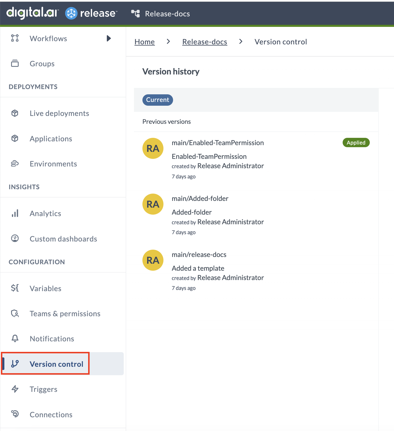 Enable GitOps Folder Version Control