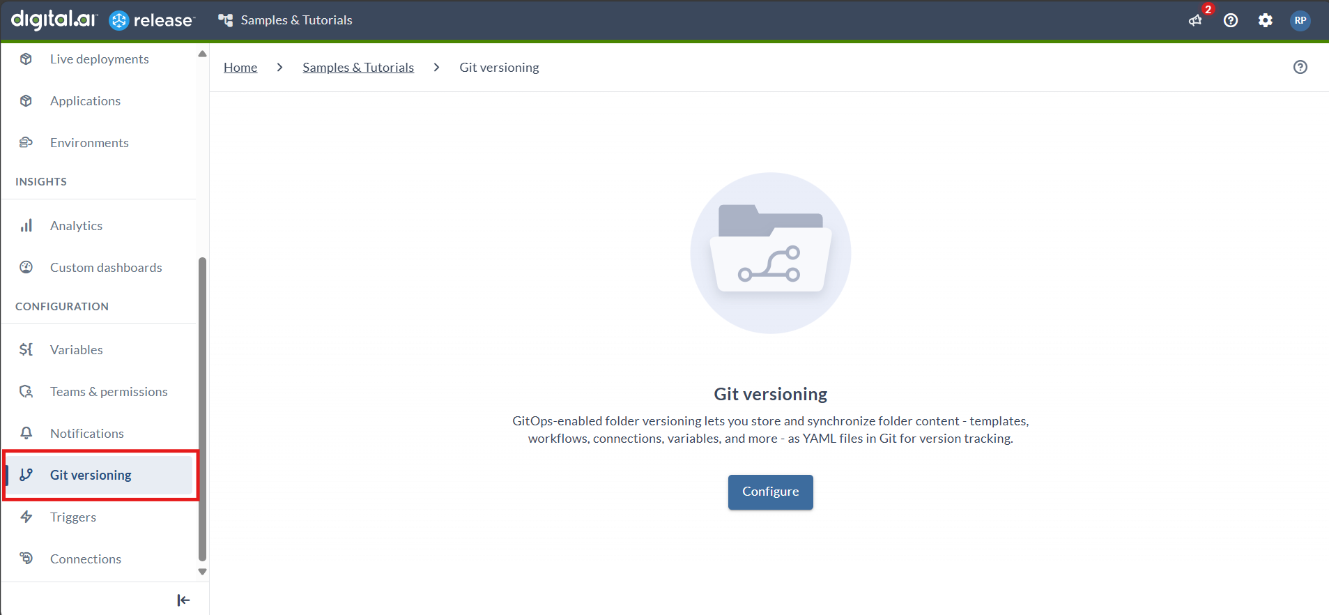 Enable GitOps Folder Version Control
