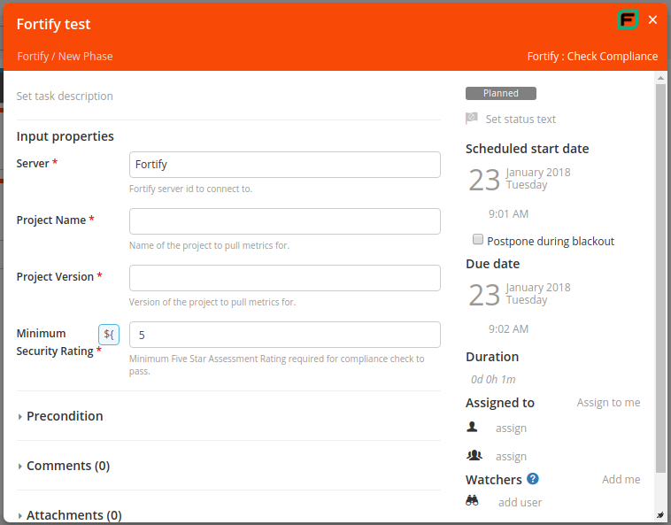 Fortify Check Compliance task