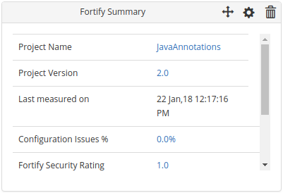 Fortify Summary tile