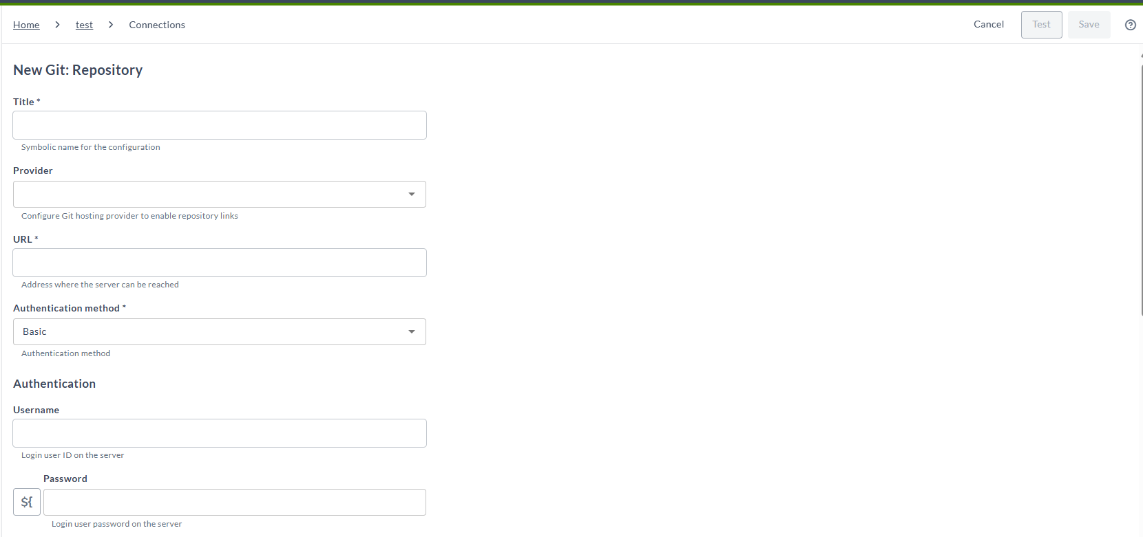 Git Repository Connection