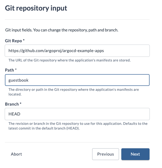 Git repository input