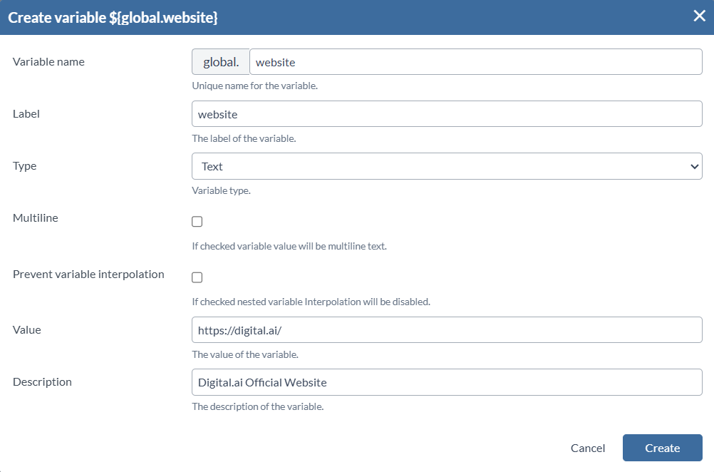 Create global variable