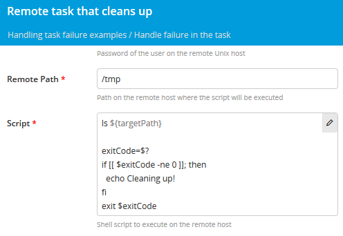 Sample Remote Script task with cleanup