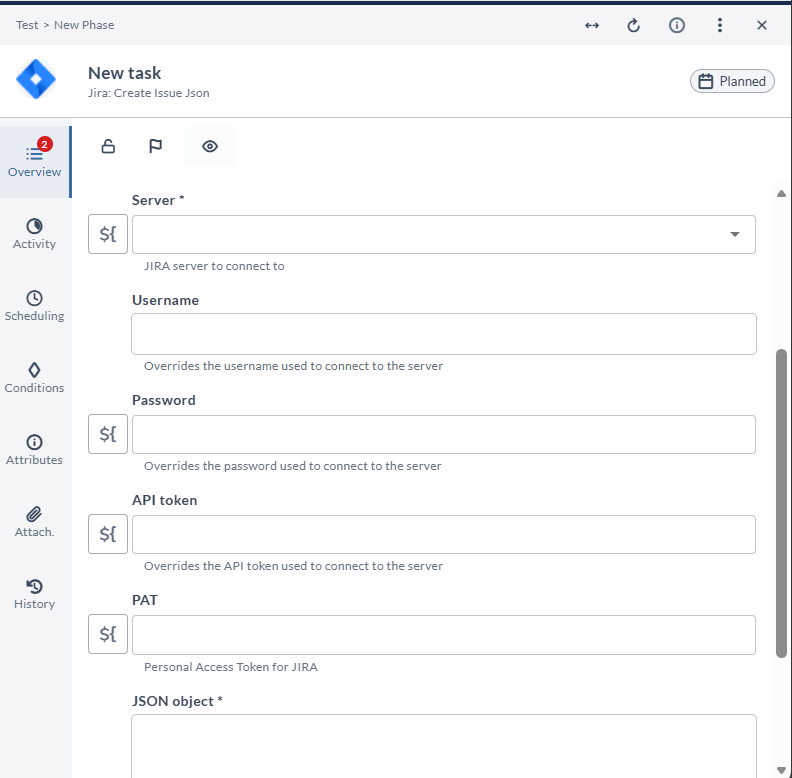 Create Issue Json task