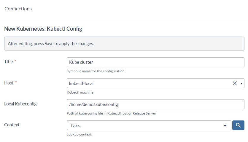 Kubernetes cluster connection