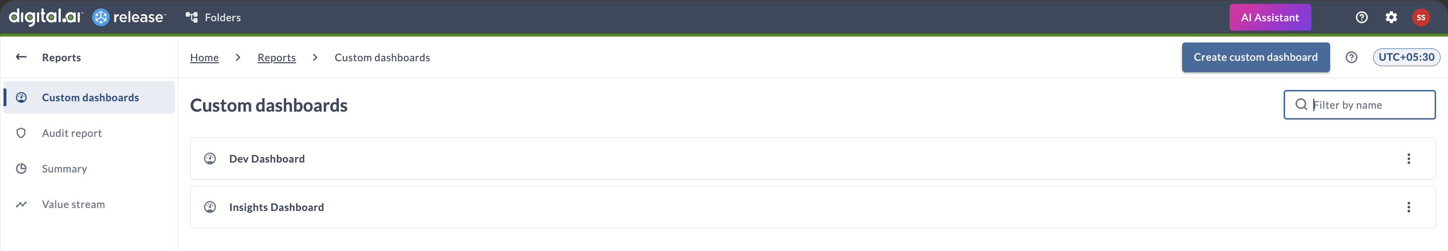 Custom dashboard list