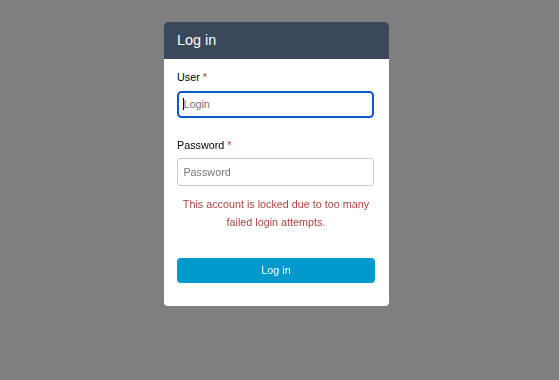 Account locked error message