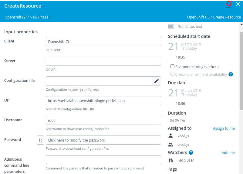 OpenShift Create Resource task with URL to configuration file