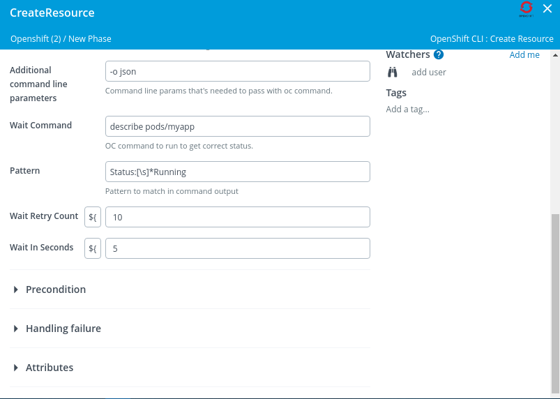 OpenShift Wait for Resource task