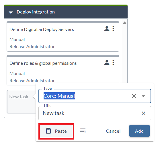 Using paste button