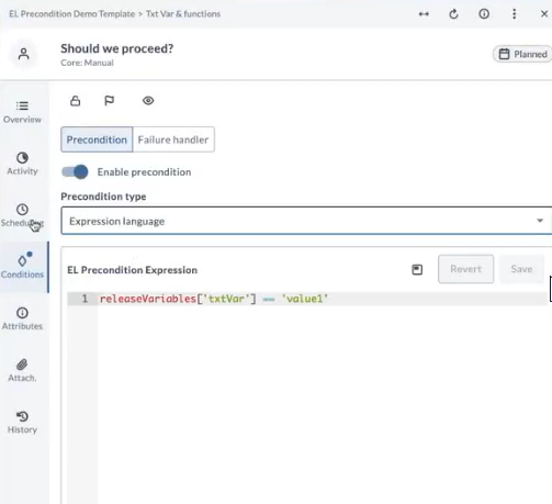 Precondition with expression language