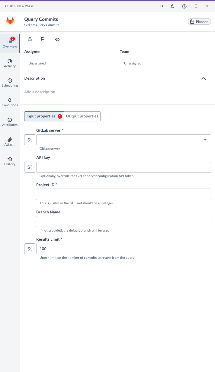 Query Commits Input