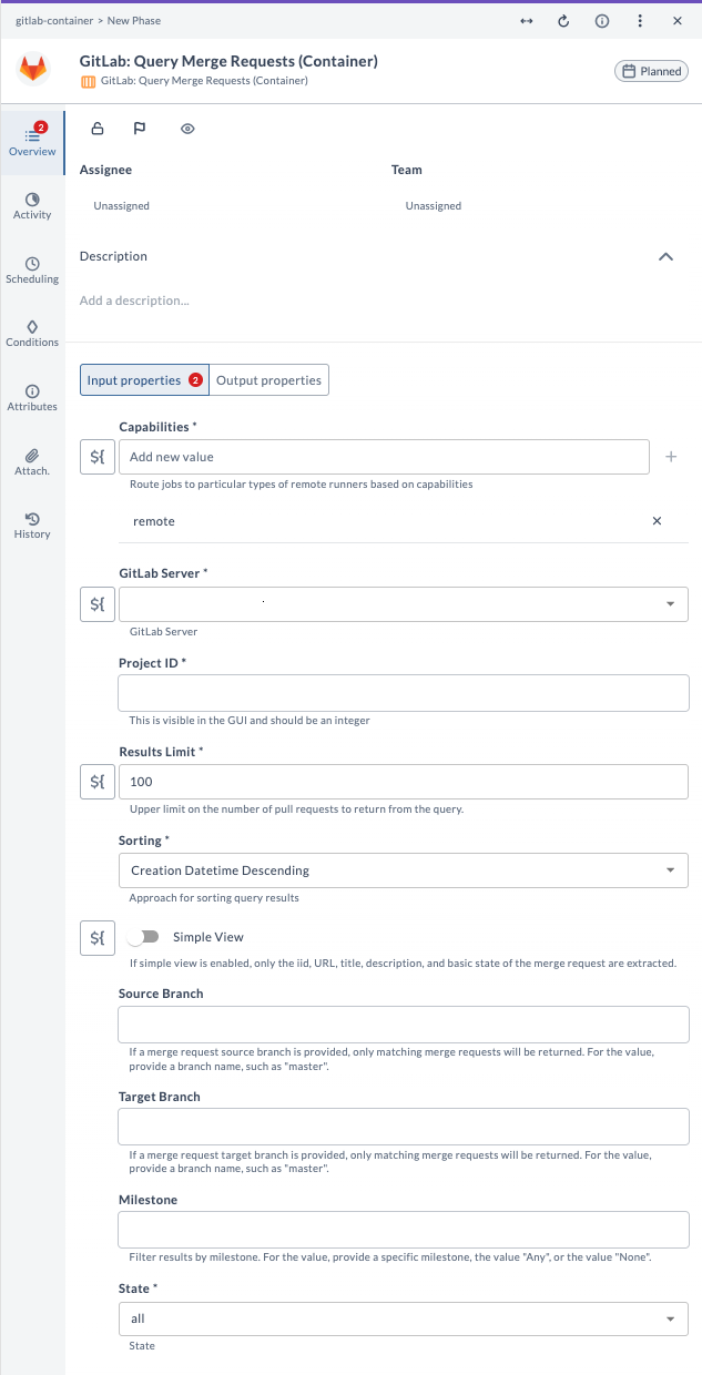 Query Merge Requests Input