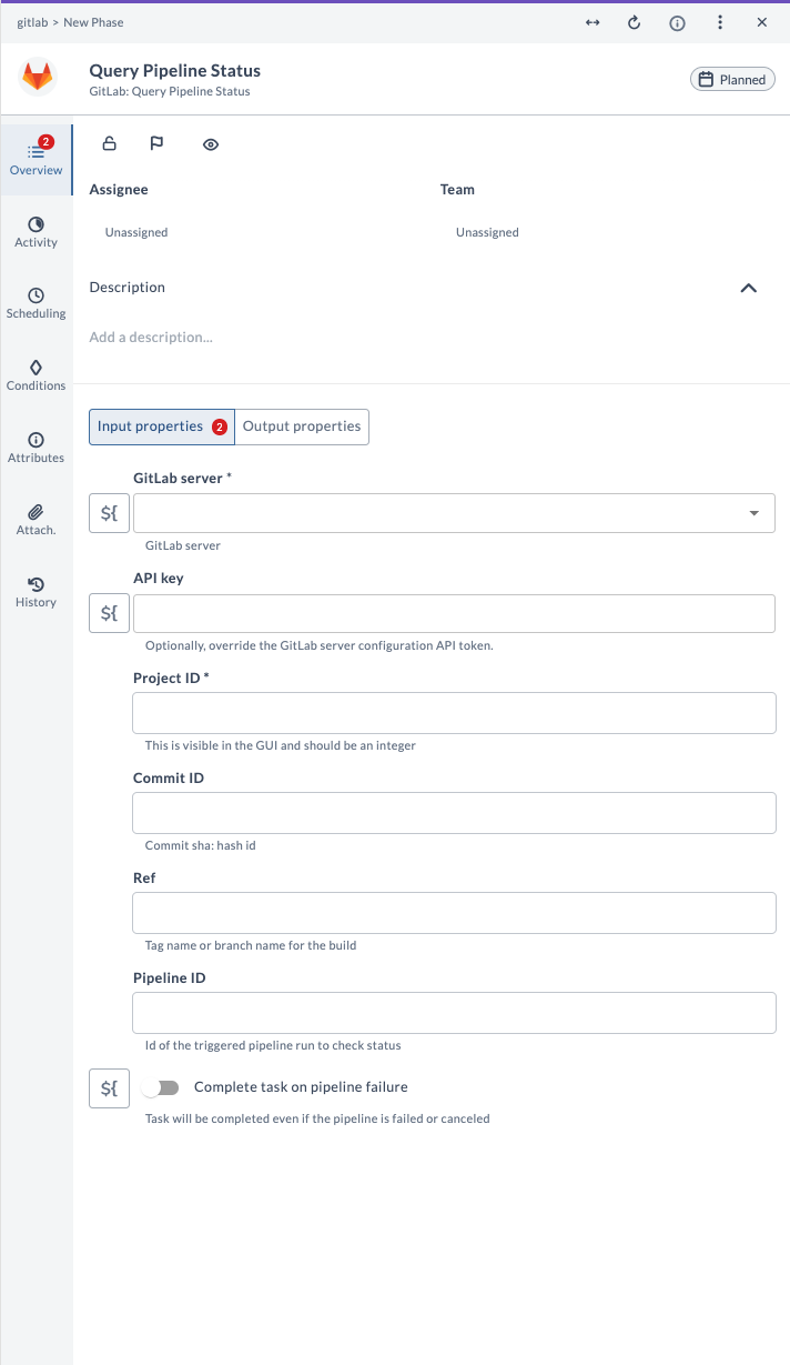 Query Pipeline Status Input