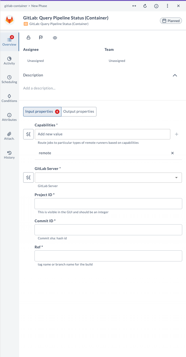 Query Pipeline Status Input