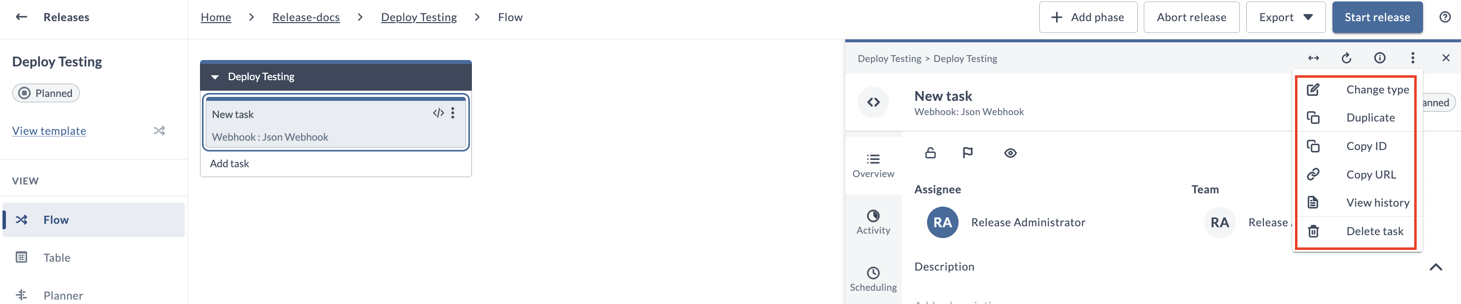 Header Menu Options