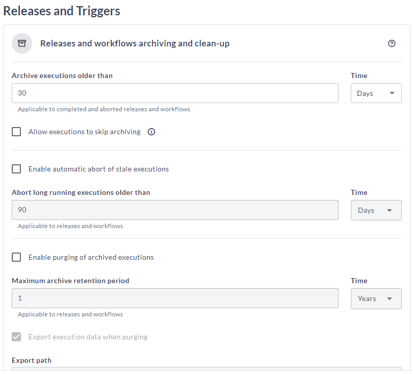 Archiving Settings