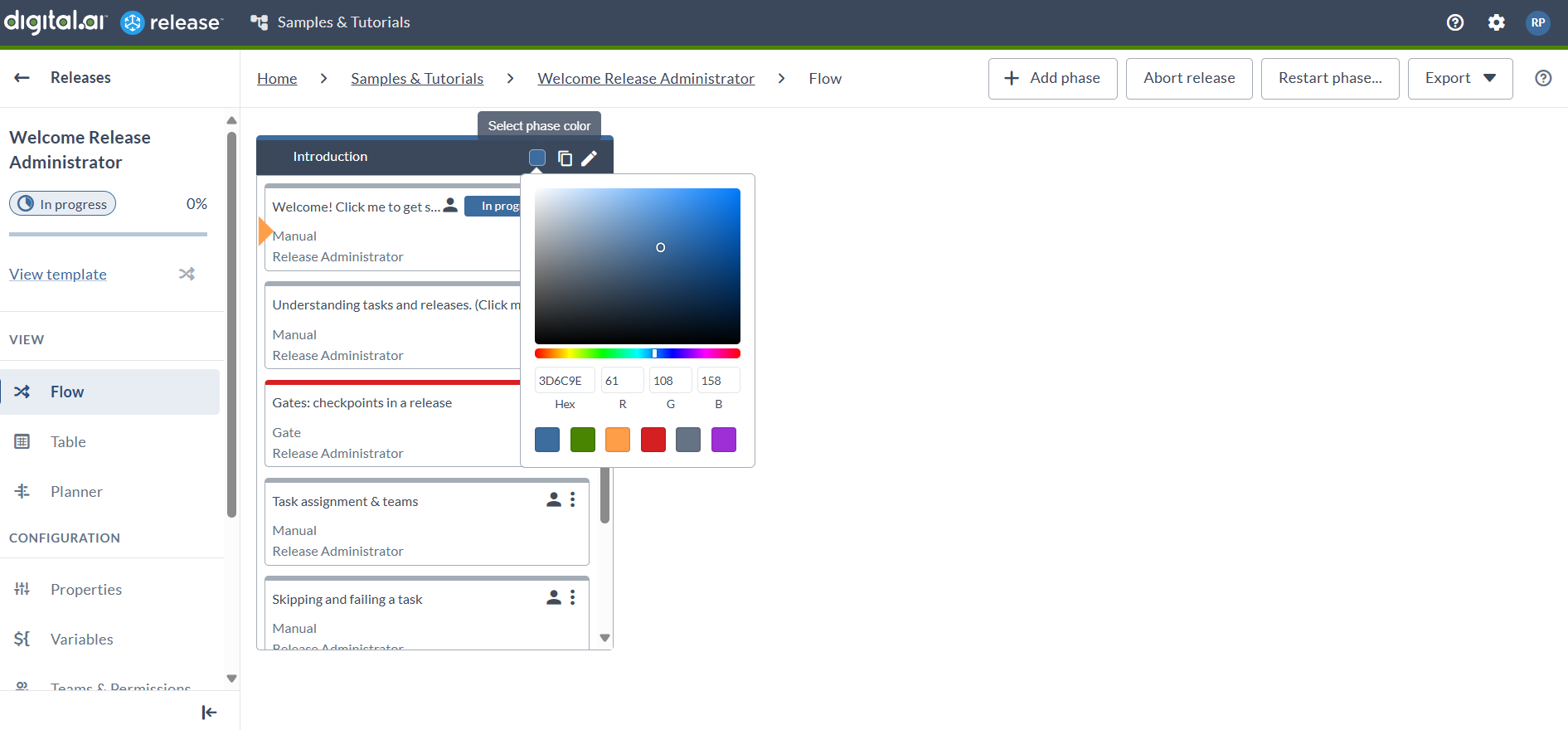 Select Phase Color