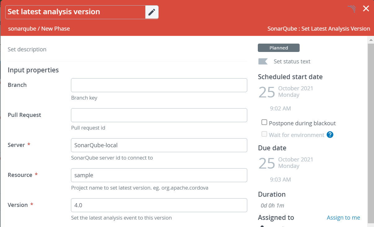 SonarQube Set Latest Analysis Version task