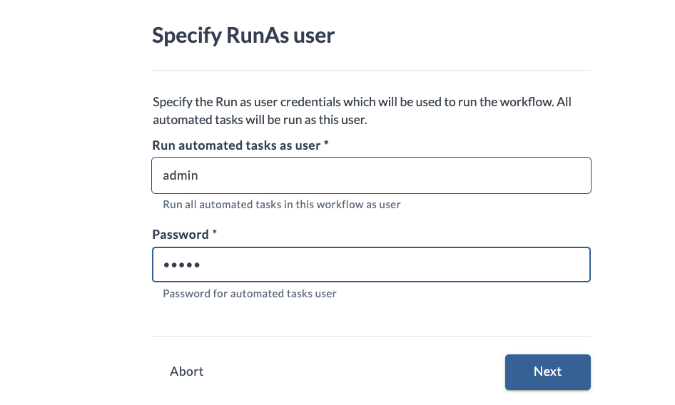 Specify RunAs user