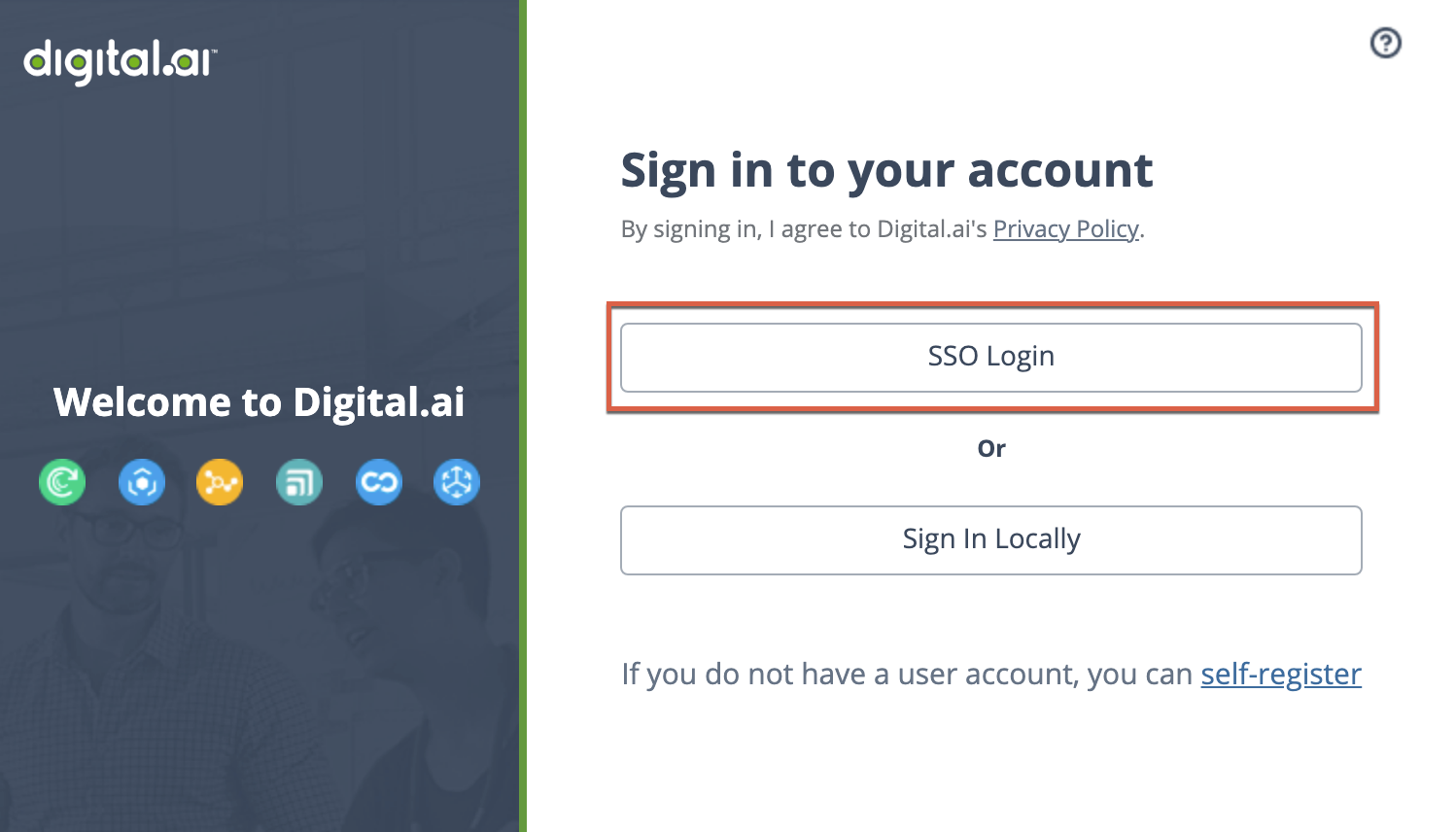 Screenshot of the login page