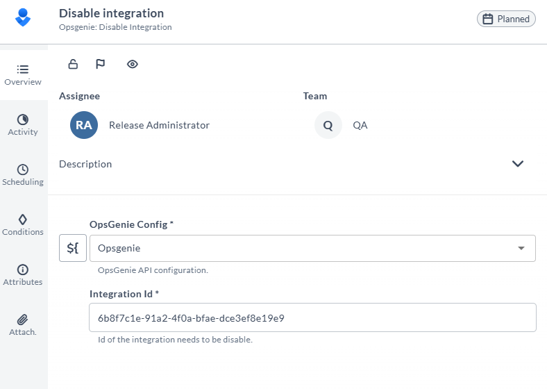 screenshot of Disable Integration