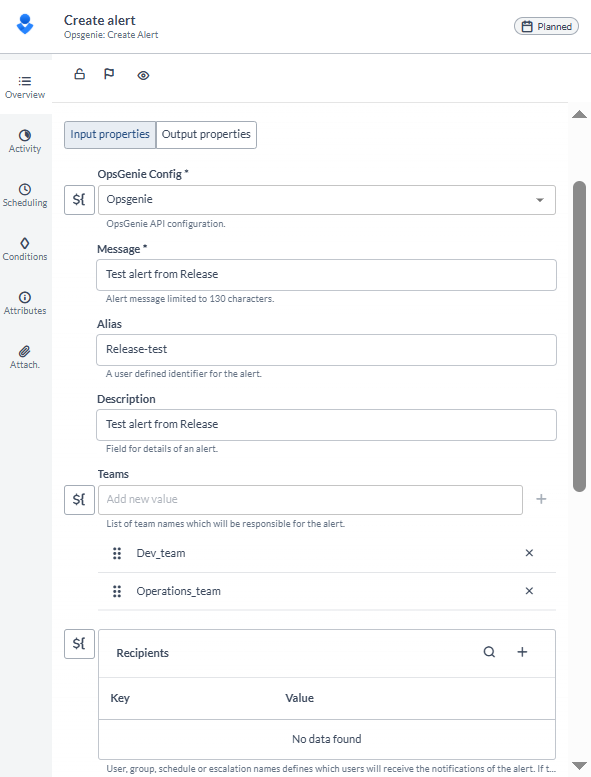 screenshot of Create Alert