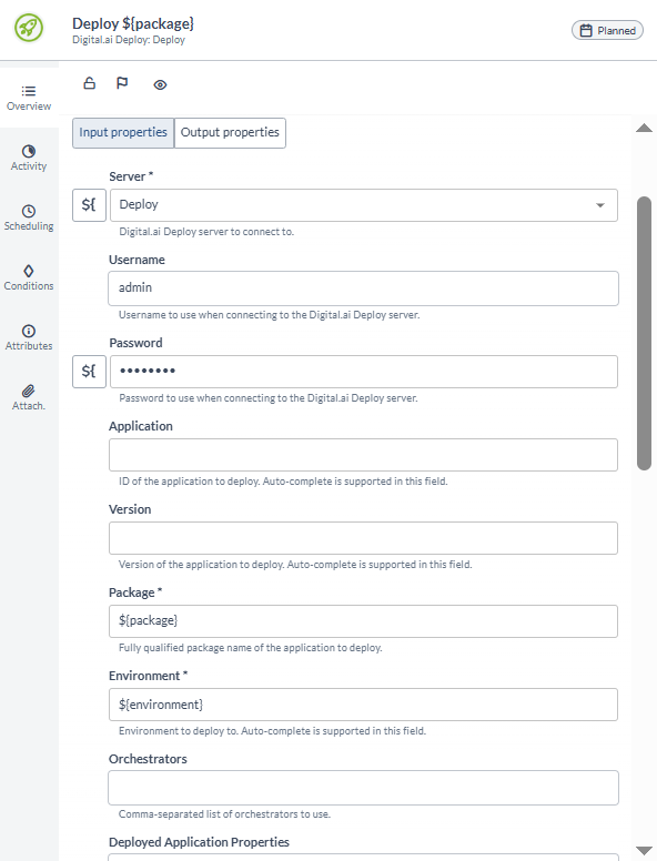 Variables in Deploy task