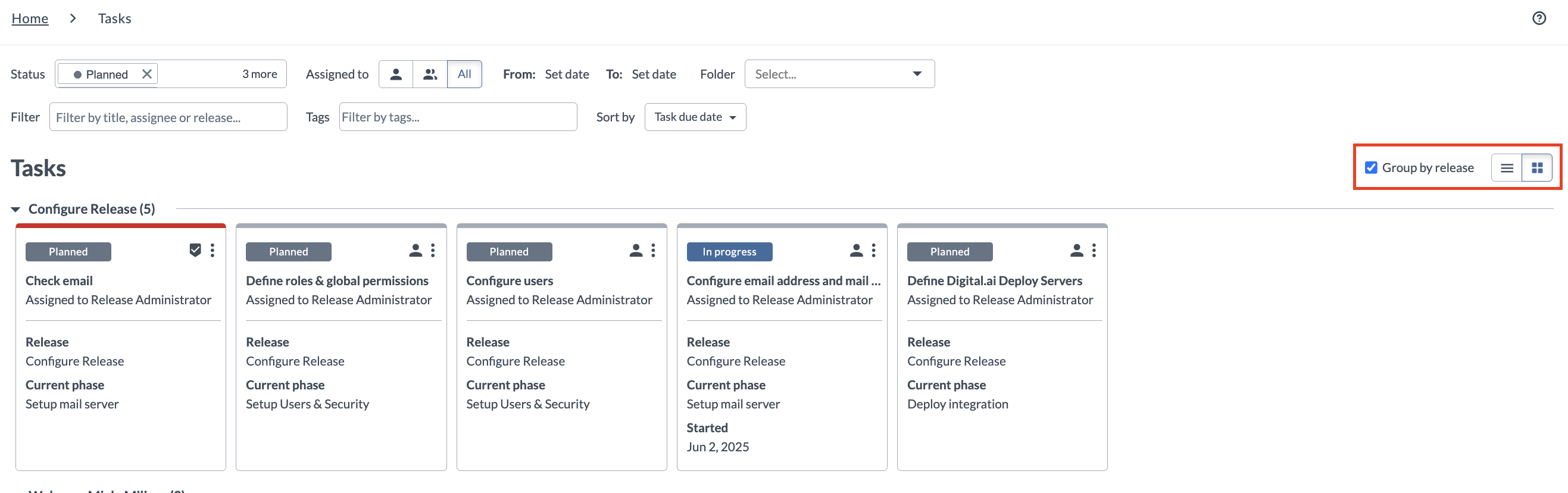 Task Overview View Options