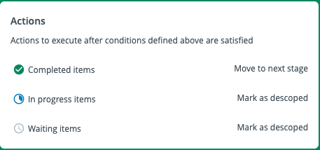 Transition actions