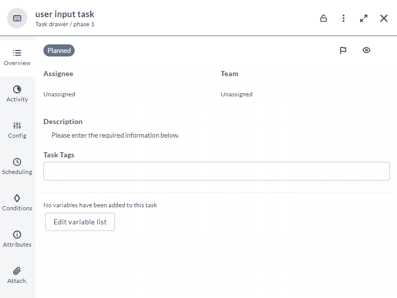 User input Task Details