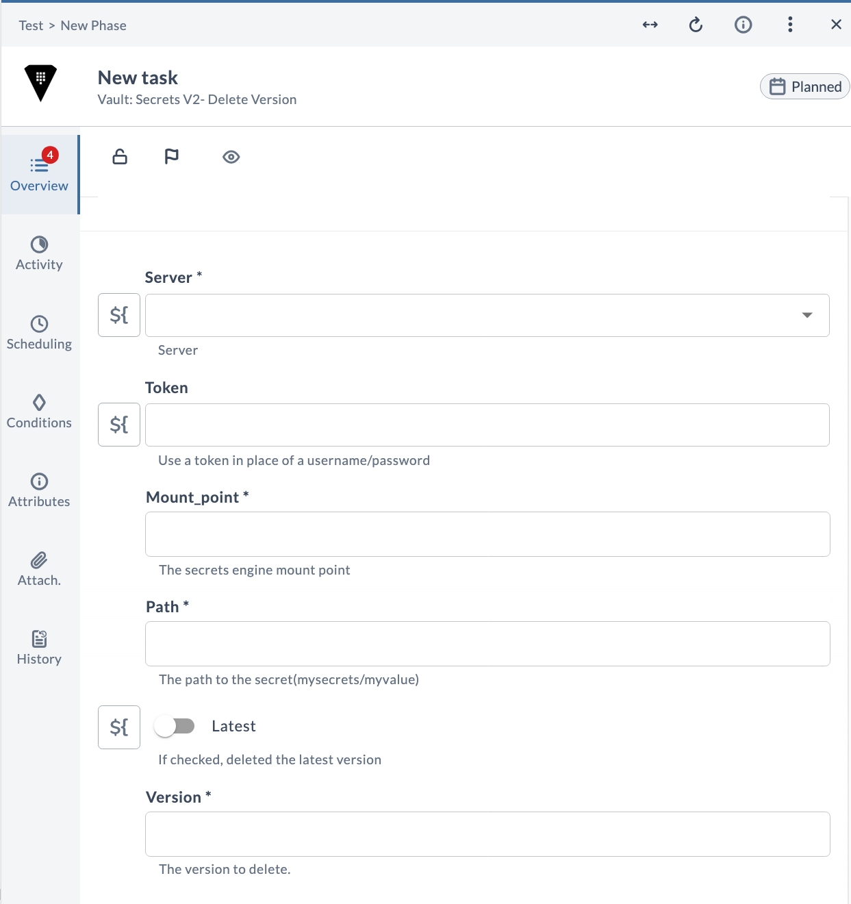 V2 Delete Version Input Properties