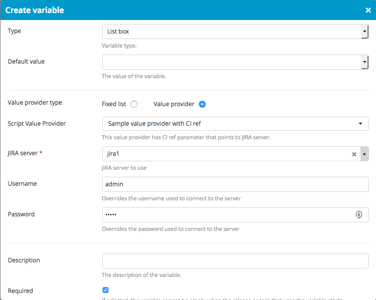 List box variable_with_value_provider