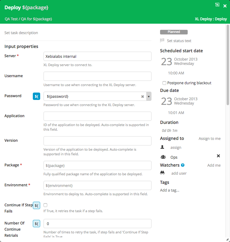 Variables in Deploy task