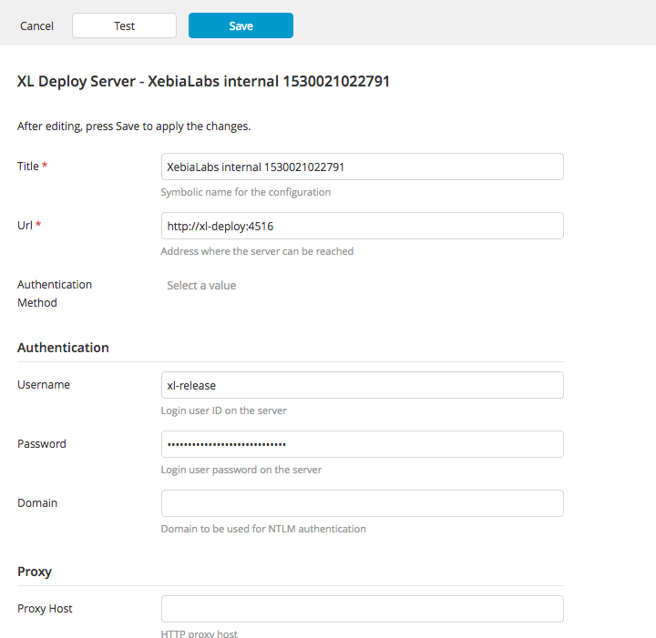 Deploy server configuration details