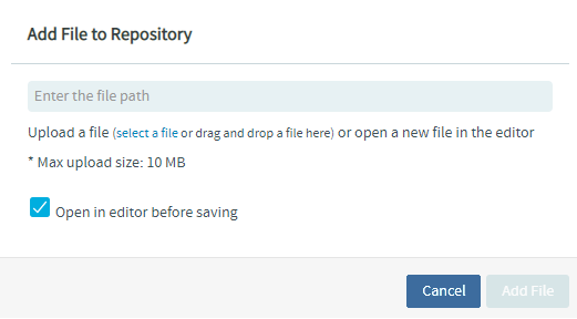 "Add Files to Repository" Pane
