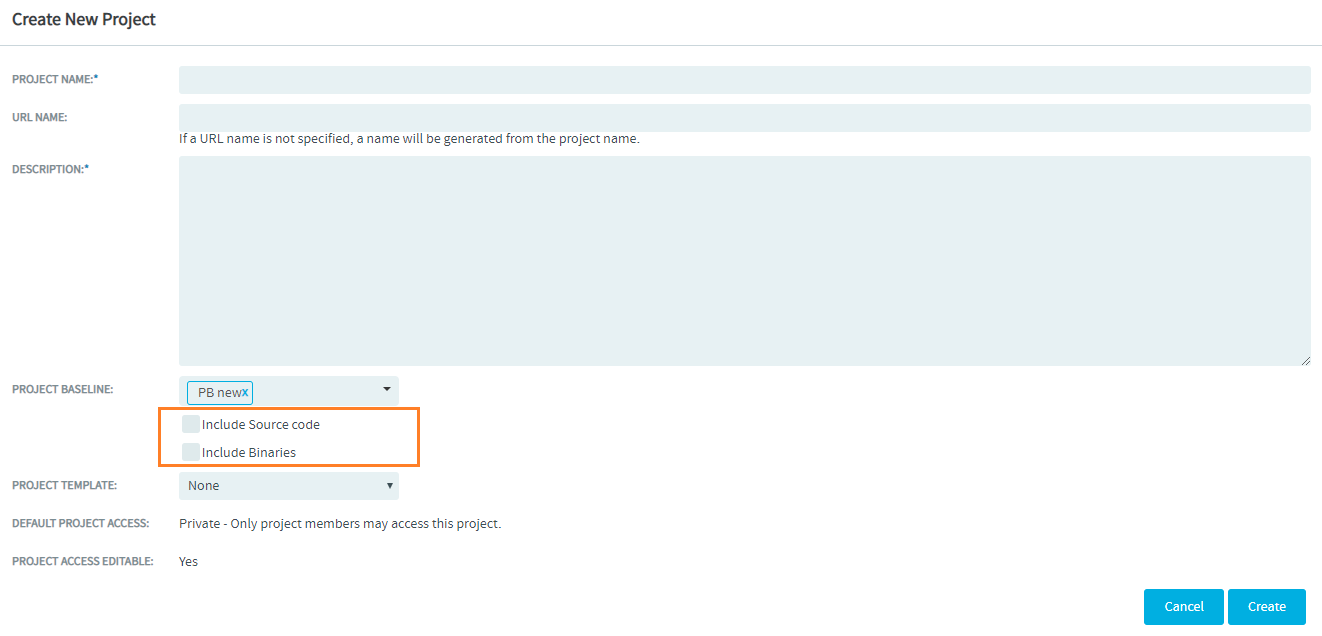 "Include Source code" and "Include Binaries" options