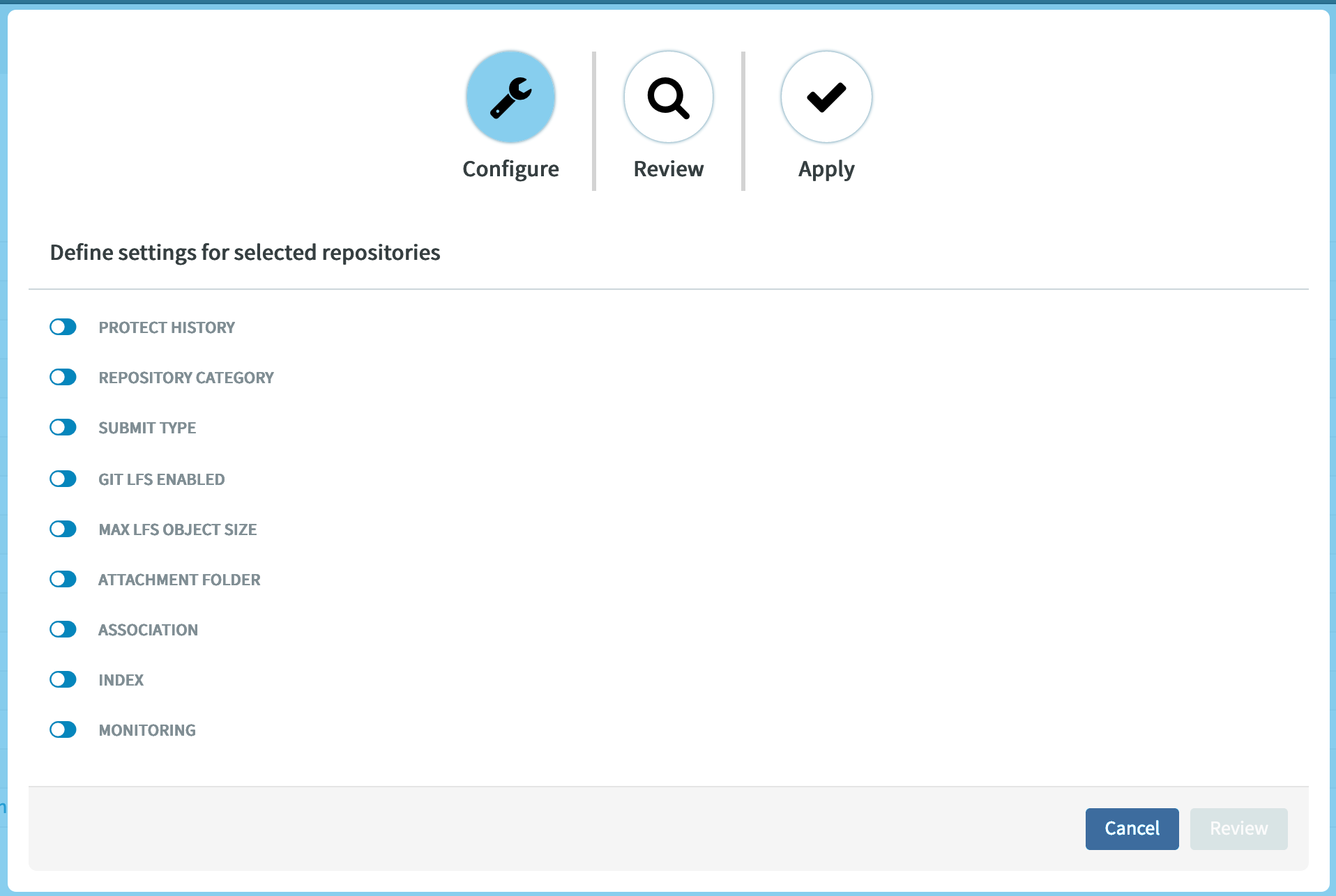 Mass Configuration of Repository Policies