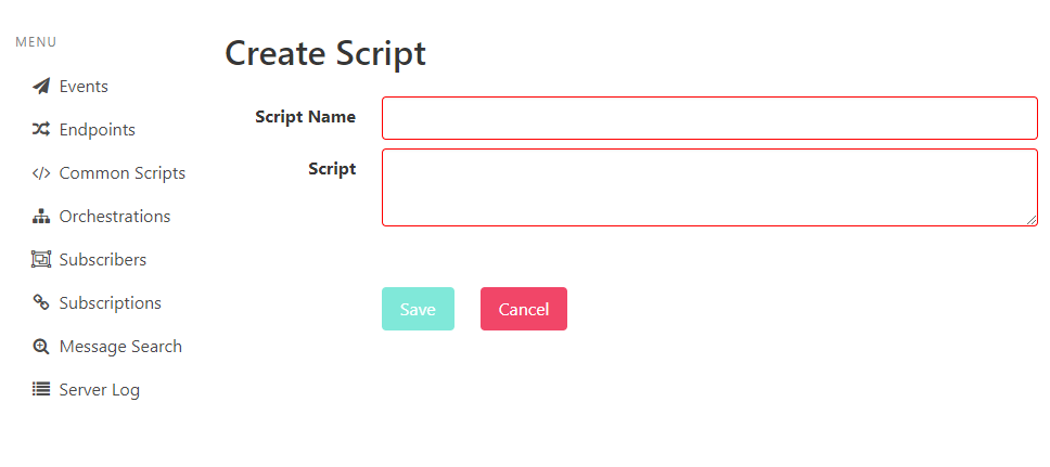 The Create Script page